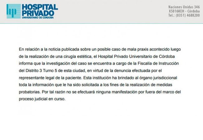 comunicado hospital privado