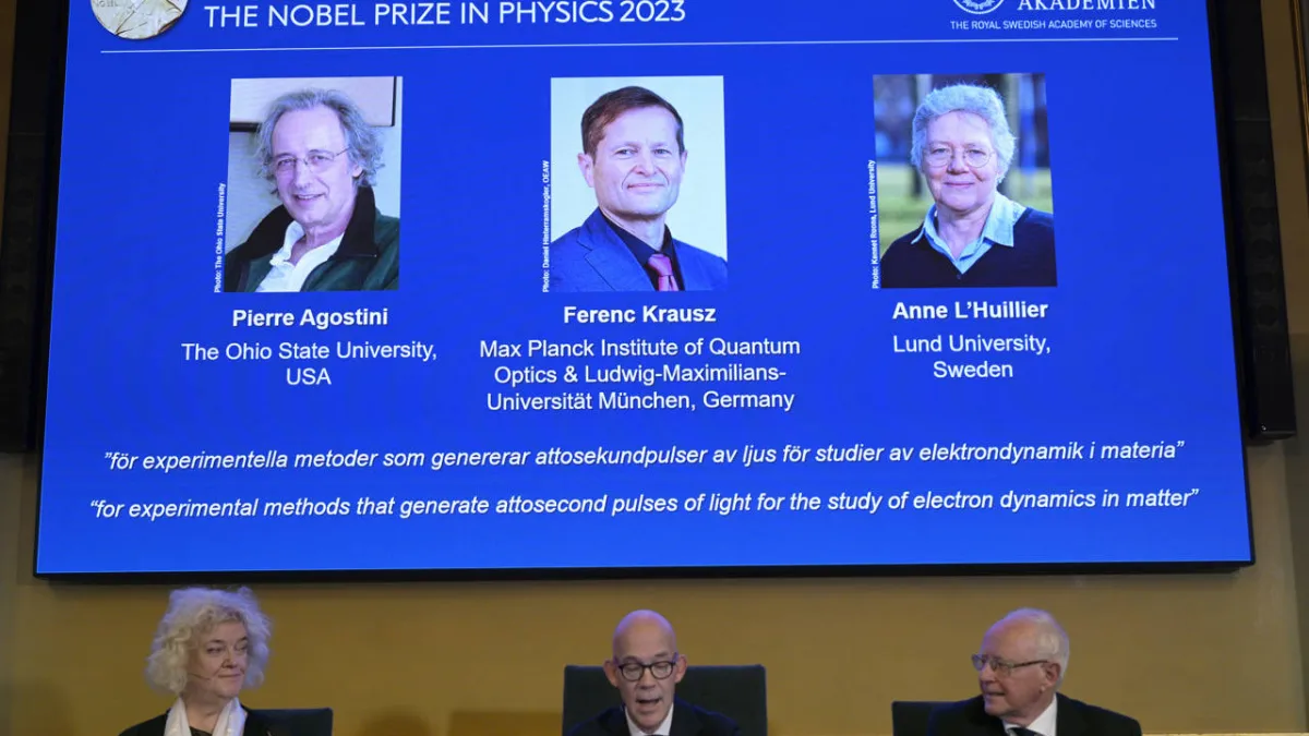 Nobel de Física: tres científicos galardonados por sus estudios sobre electrones
