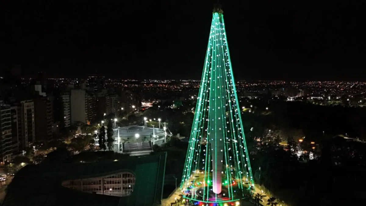Encendieron el árbol de Navidad en el Faro del Bicentenario