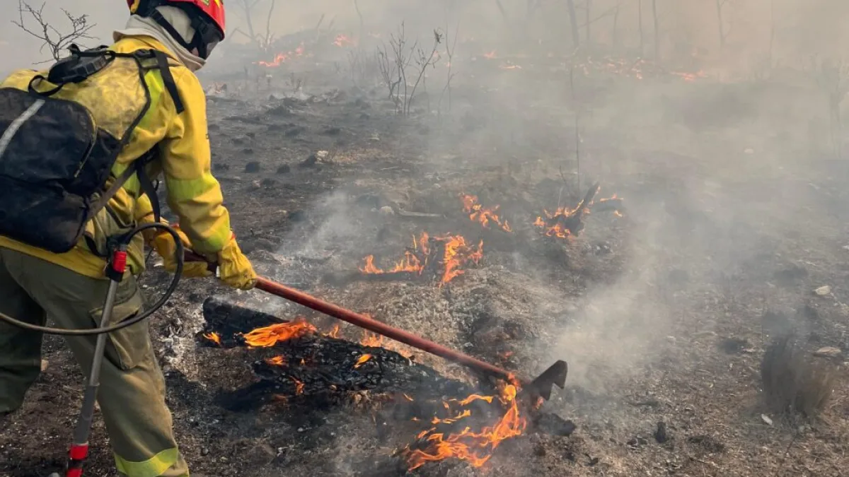 Bomberos combaten un incendio en la zona de Pampa Alta