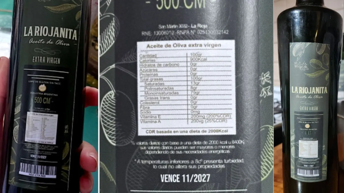 Retiran del mercado el aceite de oliva "La Riojanita" por falta de registros sanitarios