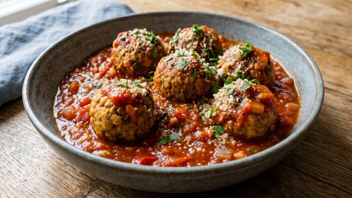Menú de hoy: albóndigas de lentejas en salsa de tomate