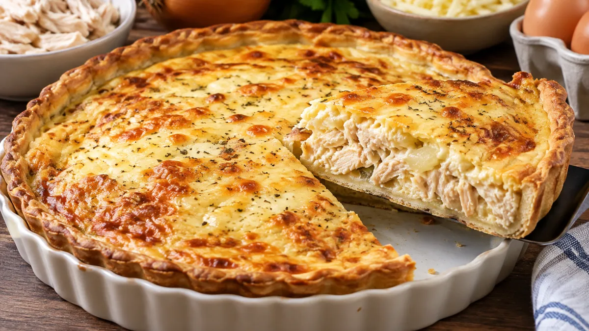 Tarta de pollo, cebolla y queso: una receta fácil y rendidora para el almuerzo
